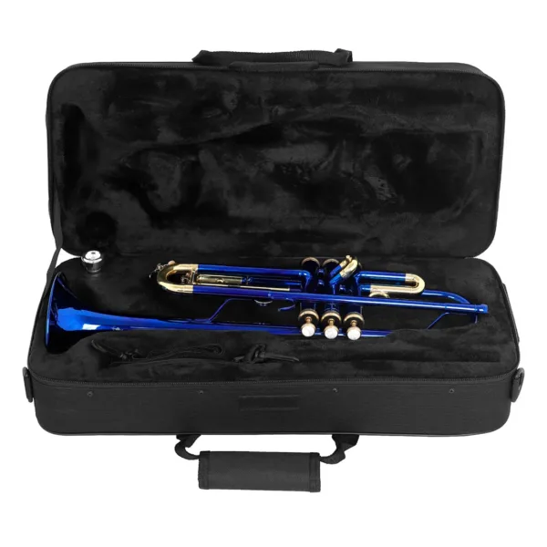 Advanced B-Flat Brass Trumpet with Blue Finish and Golden Keys - Image 2