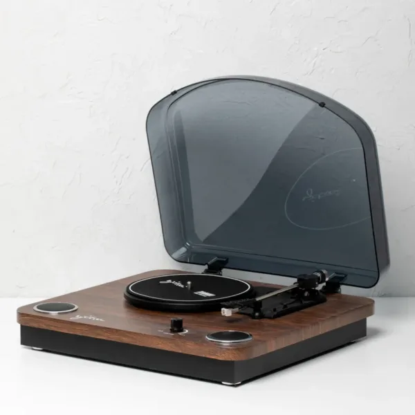 Classic Walnut Bluetooth Vinyl Vintage Record Player Cabinet - Image 5
