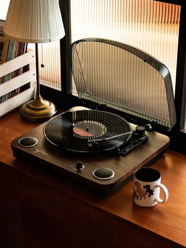 Classic Walnut Bluetooth Vinyl Vintage Record Player Cabinet