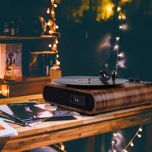 Multifunctional Vinyl Vintage Record Player with Bluetooth, Built-in Speakers, and Portable Radio - Image 7