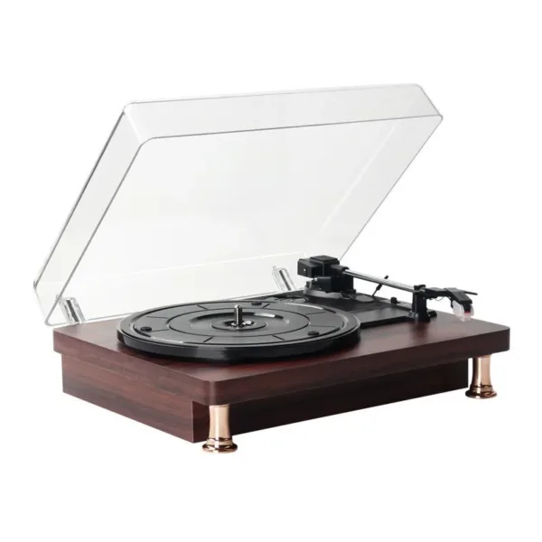 Multi-Function Retro Vinyl Vintage Record Player with Transparent Dust Cover - Image 3