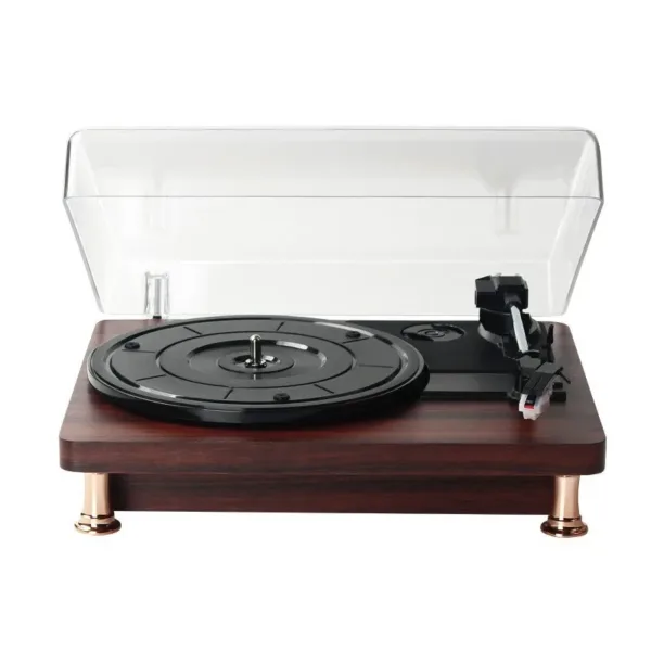 Multi-Function Retro Vinyl Vintage Record Player with Transparent Dust Cover