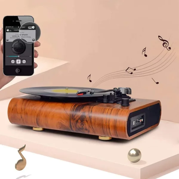 Multifunctional Vinyl Vintage Record Player with Bluetooth, Built-in Speakers, and Portable Radio - Image 6