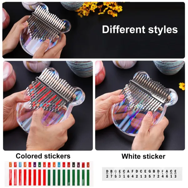 Transparent 17-Key Crystal Bear Shape Kalimba Thumb Piano - Image 4