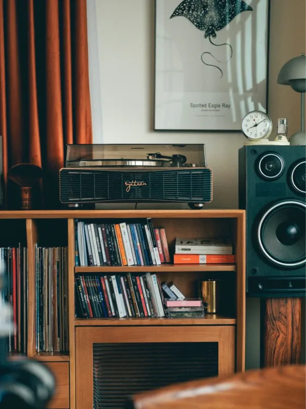 Walnut Vinyl Vintage Record Player Cabinet with Bluetooth and Built-in Speakers - Image 3